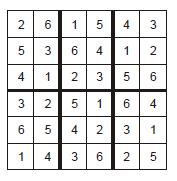 escreva os números de 1 a 6 nos espaços em branco, observando as regras do  sudoku:​ 